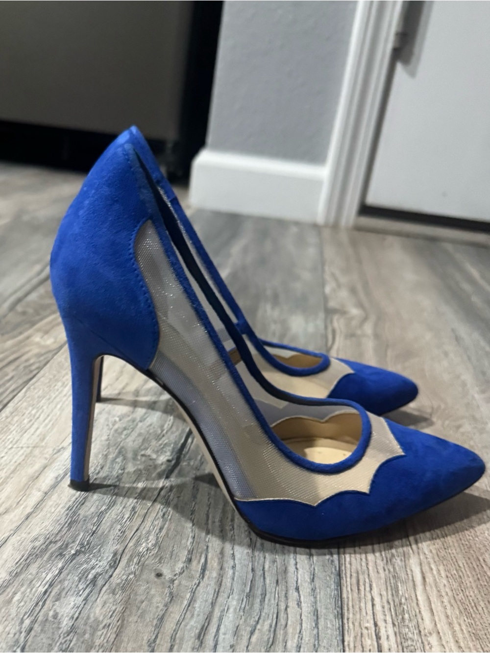 Jessica Simpson Cobalt Blue Pointed-Toe Mesh Pumps